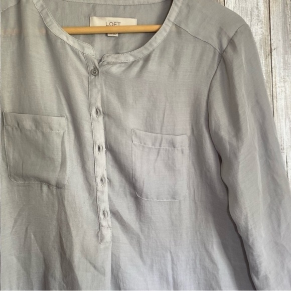 Loft Grey Long Sleeve Blouse - Picture 2 of 4
